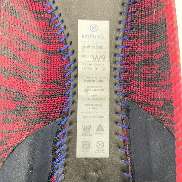 Rothys The Point Crimson Heather Red Blue Halo Pointed Toe Flats Womens Size 9 - Picture 10 of 10